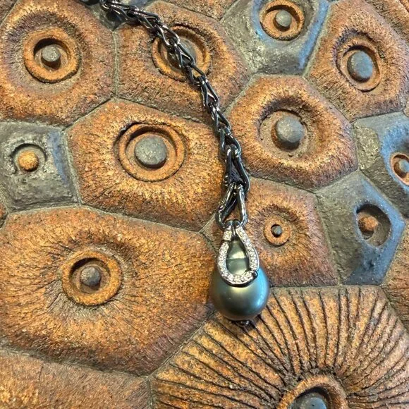 JOHN HARDY PEARL & DIAMOND STERLING SILVER 925 BAMBOO LAVALIER NECKLACE - Picture 10 of 11